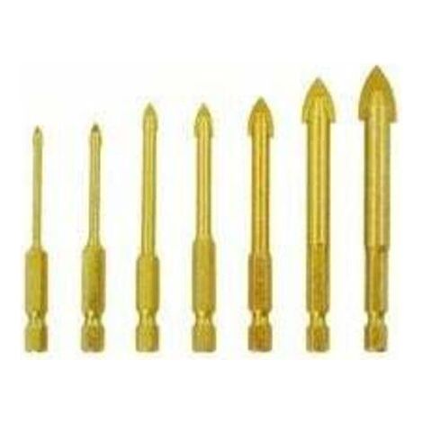 7 Pcs Tile Drill Bit, Concrete Drills, Diameter 3/4/5/6/8/10/12mm Tile Drill Bit 1/4 Hex Lance Head Drill Bit for Marble Mirror Ceramic Glass Tile (1/4)
