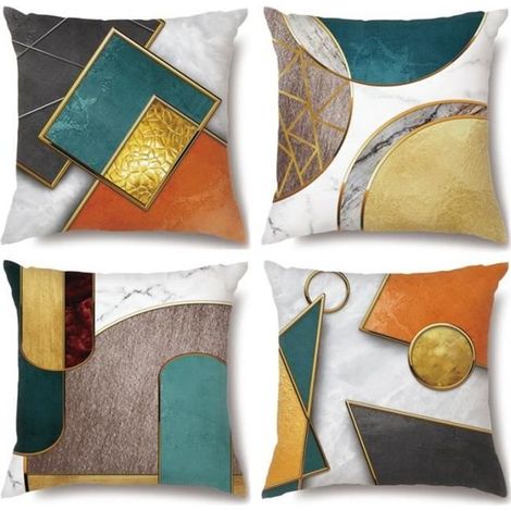 Housse de Coussin Impression géométrique - INSFITY - Carré - 45x45 cm - Blanc - Synthétique - Intérieur (1/3)