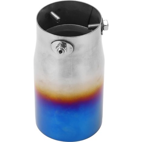 Embout échappement acier inoxydable 76mm entrée 90mm sortie 162mm longueur universal auto 3in tube arrière blue burnished (1/5)