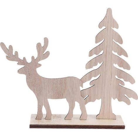 Cerf de Noël en bois, décoration créative à faire soi-même, à exposer sur un bureau à domicile ou au bureau.-M (1/3)