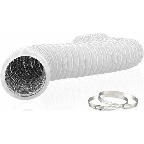 150mm Tuyau d'Evacuation Flexible en Aluminium PVC 6m Long - Tube de Ventilation pour Extracteur d'Air, Climatisation, Sèche-linge (ø150mm6m, Blanc) (1/4)