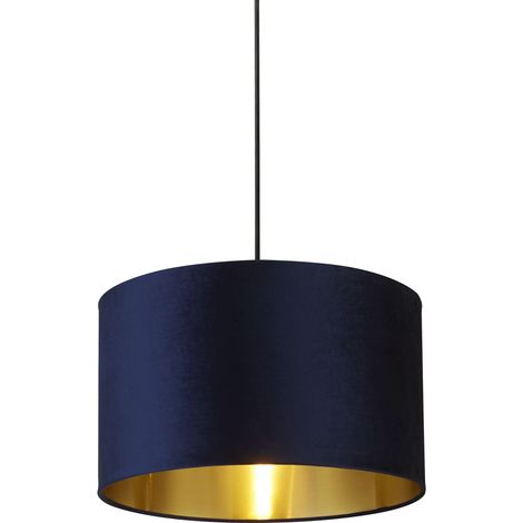 Abatjour velour bleu marine avec interieur doré diamètre 40cm (1/4)