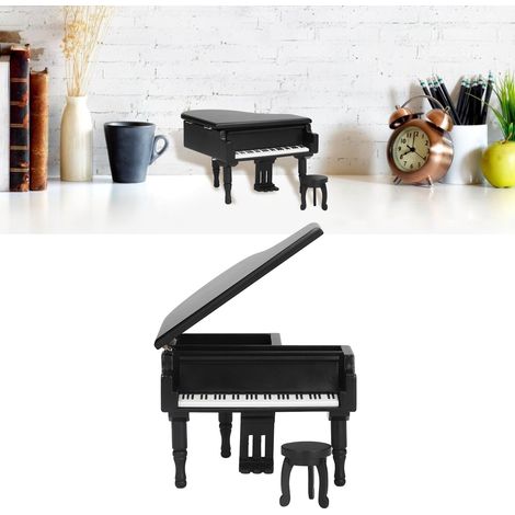 Caja de música en miniatura con forma de piano, hecha de madera de abedul, regalo ideal para Navidad, cumpleaños o San Valentín, 14,6 x 12,6 x 9 cm, color negro. (1/5)