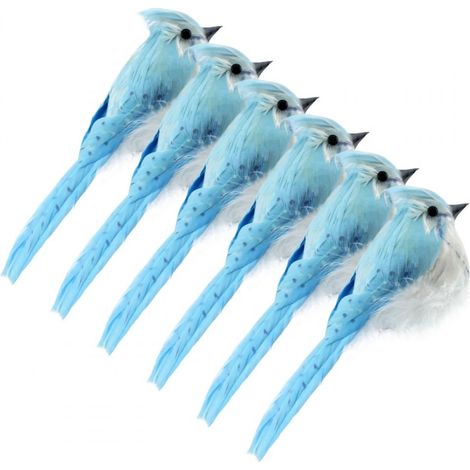 Oiseau Décoratif - Bleu Et Blanc - Résistant Aux Intempéries Et Aux UV - Pour Décoration De Noël En Extérieur Ou En Intérieur - Lot De 6 (1/5)