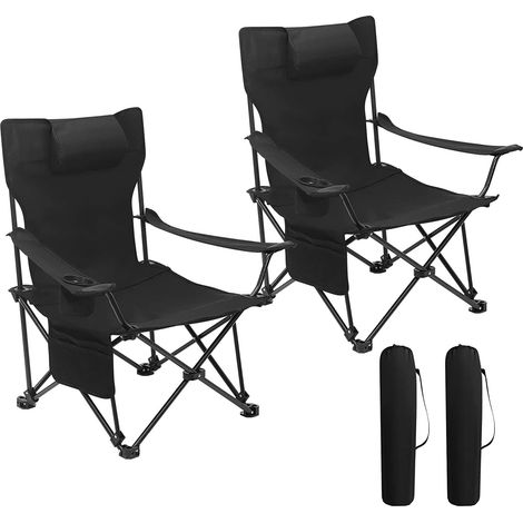 WOLTU Sedia Pieghevole Campeggio. Set di 2. Sedie Richiudibili Sedia da Pesca Leggera e Portatile. Max Portata 150 kg Nero