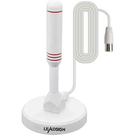 Tragbare Innen-/Außen-TV-Antenne mit Magnetfuß, 360°-Empfang, Freeview-Digital-TV-Antenne, 4K 1080p VHF UHF (weiß)