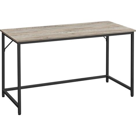 Bureau table poste de travail 140 x 60 x 75 cm pour bureau salon chambre assemblage simple métal style industriel grège et noir (1/3)