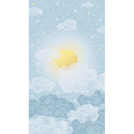 Papier peint intissé Nuages Bleu, Jaune, Blanc - 8,80 x 0,53 m (1/3)