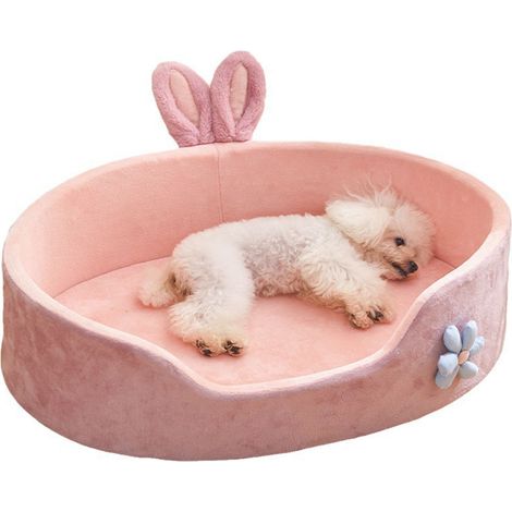 Rosa Haustierbett, abnehmbar, waschbar, für Hunde und Katzen, weich, bequem, warm, für alle Jahreszeiten, Größe L (1/5)