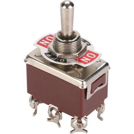 Lot de 5 interrupteurs à bascule DPDT 6 broches, 3 positions marche/arrêt, 250 V, 15 A, trou de montage de 12 mm (1/5)