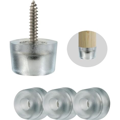 Lot de 16 pieds de meubles en caoutchouc pour chaises audio, planche à découper, pieds en caoutchouc vissables (avec vis, emballage), Blanc, 221.5, (Y-20) (1/5)