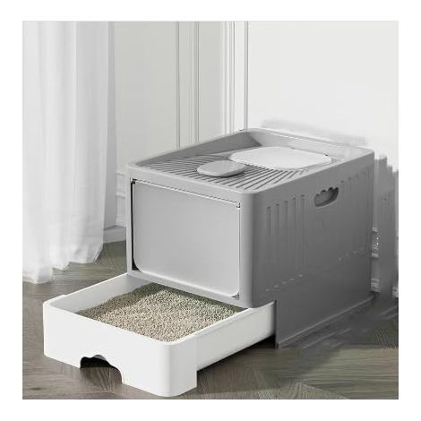 Bac à litière pour Grands Chats,Fermé et Facile à Nettoyer,Maison de Toilette pour Chat Meuble litière Chat bac à litière 3 Portes avec Filtre et Pelle et bac Amovible (1/5)