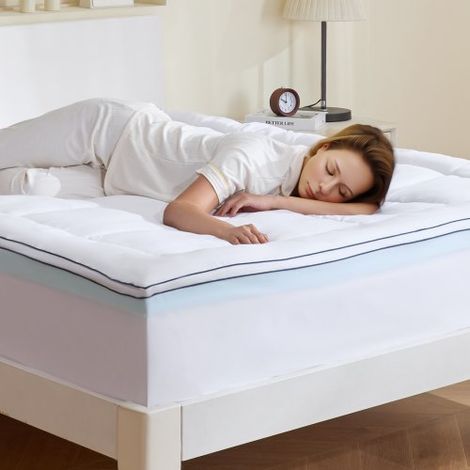 Surmatelas Mousse Mémoire de Forme Rembourrage en Fibre Épaisseur 1524x2032x76,2 mm (1/3)