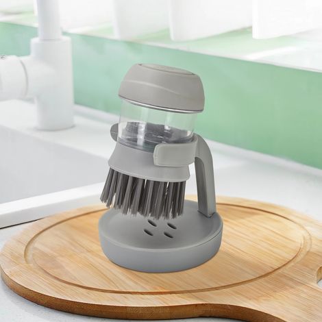 Grey Dish Pot Brush with Soap Dispenser (1/5)