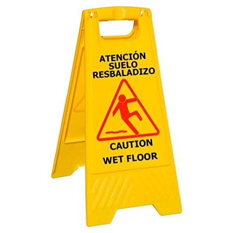 Affiche Attention Sol Humide 64x30 cm.