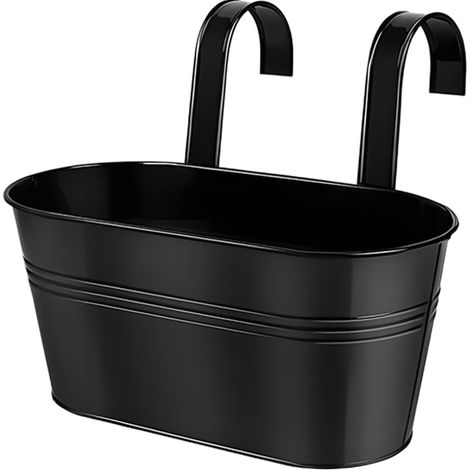 Métal Pots de Fleur Suspendu, Pot de Jardin Balcon Seau en Fer Porteurs de Fleurs - avec Crochets Suspension Détachable (noir) (1/5)