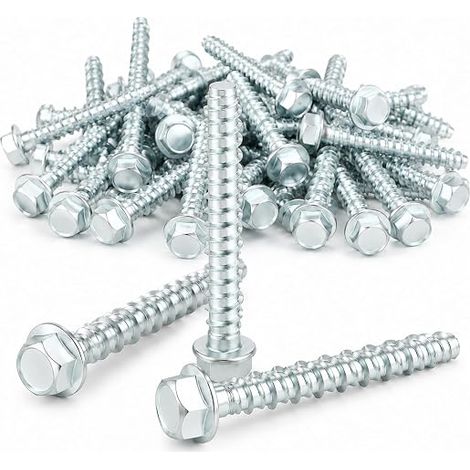 20 Pcs M6 x 60 Hex Head Concrete Screws Galvanised Concrete Screws with Washer for Masonry Concrete Architecture Industry (1/5)