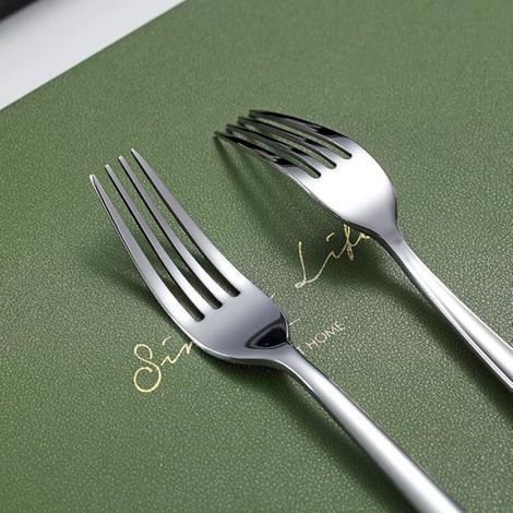 Lot de 6 fourchettes à dner en acier inoxydable - Argenterie pourmaison,cuisine ou le restaurant - Passe au 1, Argenté (1/5)
