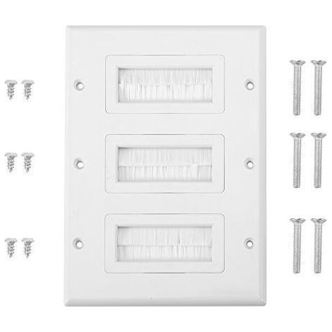 Brosse Plaque Murale, Câble Entrée Sortie Brosse Plaque en Plastique Anti Poussière, Passe-Câble Passage de Câble Trou pour Câbles HDMI ou Câbles Réseau/Téléphoniques(3) (1/5)