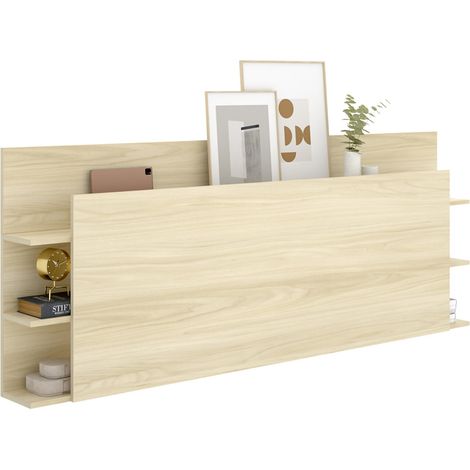 Testiera Letto Socorro, Vani Libreria, Piazza e Mezza, 19x181 cm Marrone Rovere