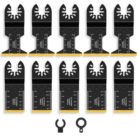 Lot de 10 lames de scie oscillantes en titane 34/44 mm - Haute dureté - Outil oscillant - Accessoires oscillants - Pour tubes en métal et cuivre (1/5)
