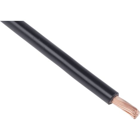 RS PRO Fil de câblage, section 10 mm², 600 V Noir Cuivre recuit, Maximum +70 °C, 25m ( Prix pour Bobine de 25 Mètres )
