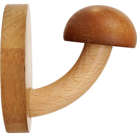 Crochet Murale Sans Perçage - Bois Naturel - 6,5 x 6,8 x 7,2 cm - Pour Serviettes Chapeaux Clés - 1 Pièce (1/5)