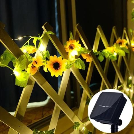 10 m Guirlande solaire LED, 100 lumières tournesol, éclairage extérieur pour jardin, clôture et terrasse (1/5)