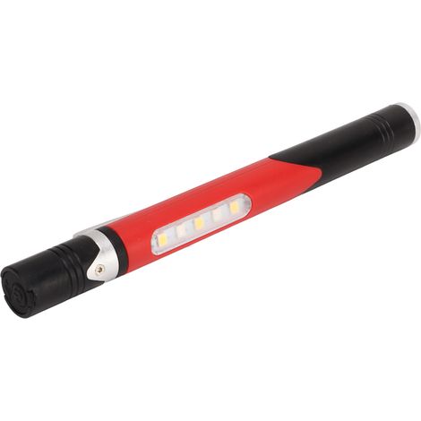 Stylo lampe LED portable à 3 sources lumineuses et 4 modes d'éclairage, rechargeable par USB, étanche IPX4, avec clip pour stylo, rouge, idéal pour les médecins et les infirmières. (1/5)