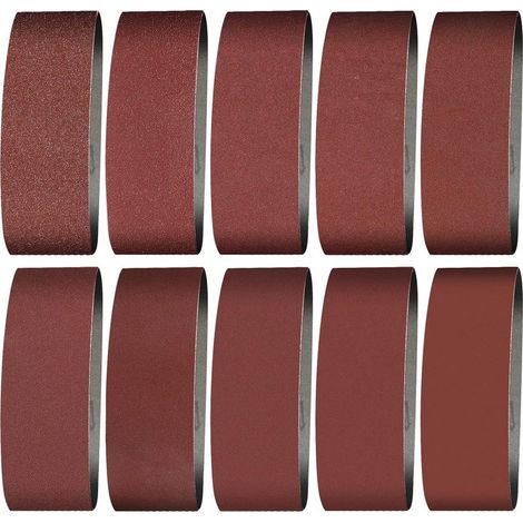 Bande abrasive 100 x 915 mm, grain fin P600, pour ponceuse à bande, pour le travail du bois, le meulage, l'affûtage, le polissage des métaux (8 pièces) (1/5)