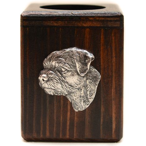 Bougeoir en bois en forme de Border Terrier, un souvenir unique après la perte d'un chien, fabriqué artisanalement par Art-Dog (1/5)
