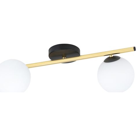 Lampada a Soffitto Splendi, Acciaio verniciato a polvere, Vetro, Nero, Oro, Bianco, 55x20x29 cm (1/5)