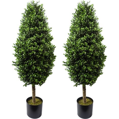 120cm Pair of Buxus Ball Cone Artificial Tree UV Resistant Outdoor (1/4)