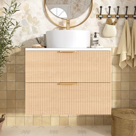 Mueble baño flotante con lavabo cerámico y 2 cajones OKMYHOME (1/5)