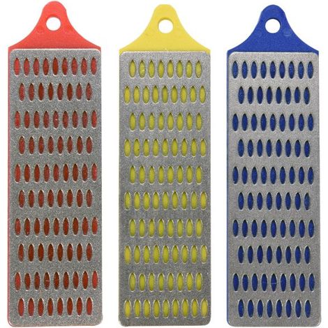 VOREL 26140, Juego de 3 bloques de corte de diamante perforados, grano 180, 260, 360, para afilar cuchillos, 25 mm, 3 piezas. (1/2)