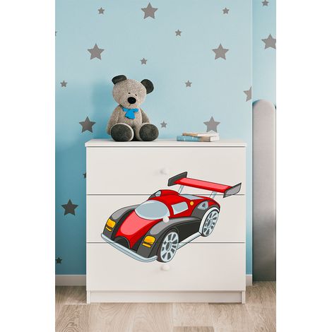 Cómoda 3 cajones Kocot Kids Babydream Coche de carrera - Blanco (1/5)