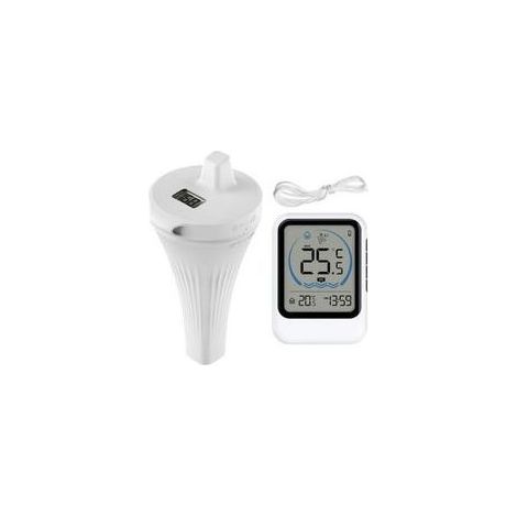 Thermomètre de piscine sans fil IP68 flottant avec capteur de température - Écran LCD - Thermomètre numérique sans fil pour piscine, aquarium, baignoire, étang (1/5)