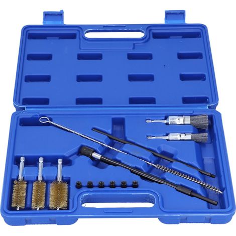 Kit D'outils de Nettoyage de Buse de Carburant 14 Pièces, Bouchons D'arbre D'injecteur, Brosses en Nylon, Utilisées pour Nettoyer la Base de la Buse, avec une Boîte de Rangement, Ensemble (1/4)