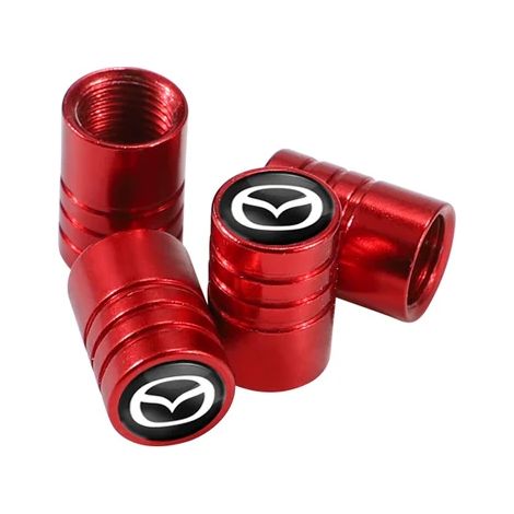 (Rouge pour) 4 bouchons de valve de pneu en alliage d'aluminium pour voiture, compatibles avec MS 6 3 CX5 5 2 323 CX7 CX3 CX9 Axela Demio Atenza MX30 CX30 MX5 RX8 RX7 (1/5)