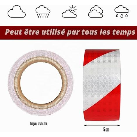 Jinsion Warning Tape, Reflective Tape Sticker  Warning tape, red and white signalling tape, for safety warning (1/4)