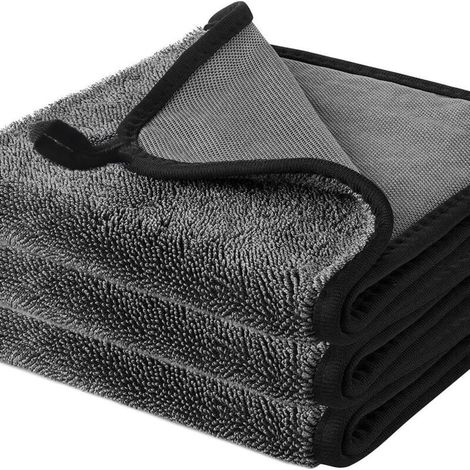 Lot de 3 serviettes de séchage Fast 40 x 60 cm pour cabine de douche et salle de bain (noir)