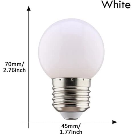 Lot de 2 ampoules LED multicolores G45 E27 220V (rouge, jaune, bleu, vert, rose, orange, blanc) pour Noël, mariage, veilleuse d'intérieur. (1/5)