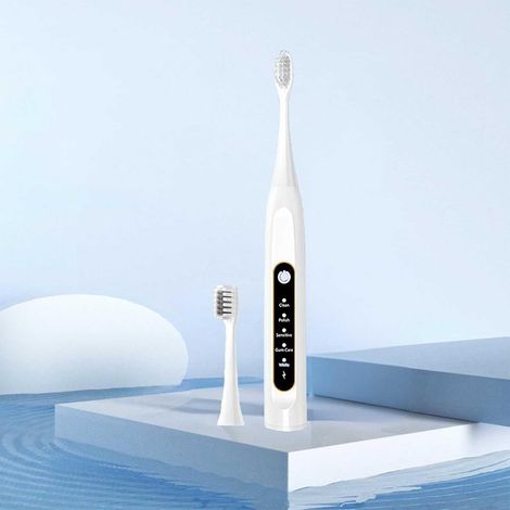 Brosse à dents électrique pour adultes, brosse à dents électrique portable et rechargeable, brosse à dents de voyage haute efficacité avec plusieurs modes de nettoyage, support pour brosse à dents-Aqu (1/5)