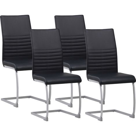 Albatros Freischwinger Stühle 4er Set MURANO, Schwarz - Esszimmerstuhl Schwingstuhl, modernes Design, Kunstleder-Bezug, dicke Polsterung-Küchenstuhl, Polsterstuhl, Stuhl Esszimmer Esstisch
