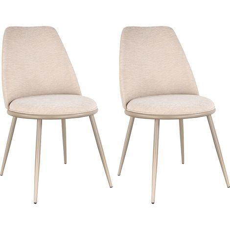 Lot de 2 chaises en tissu texturé et métal - Beige - NEBINA (1/4)