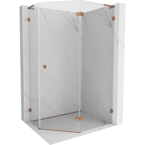Mexen Lunar L Fünfeck-Duschkabine, rechts anschlagend 100 x 90 cm, transparent, Roségold - 831L-100P-090L-60-00-P (1/5)