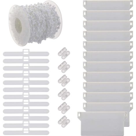 Kit de reparación de accesorios para contrapeso inferior de persianas verticales de 31 piezas, ganchos superiores de 89 mm para persianas verticales, cadena de 10 m y conectores de plástico, reemplazo (1/5)