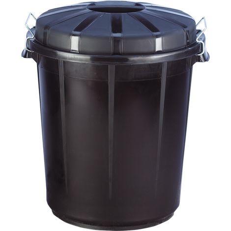 Poubelle universelle avec couvercle, ronde, 70 L, noire