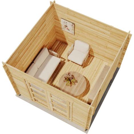 Alpholz Gartenhaus Paloma Sol Gartenhaus aus Holz , Holzhaus mit 28 mm Wandstärke, Blockbohlenhaus mit Montagematerial
