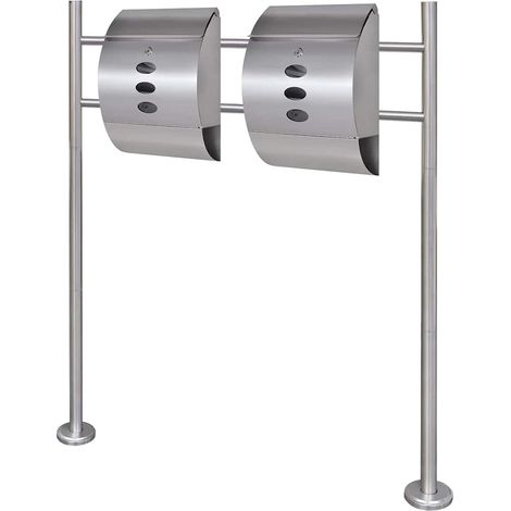 Double boîte à lettre sur support en acier inoxydable (1/5)